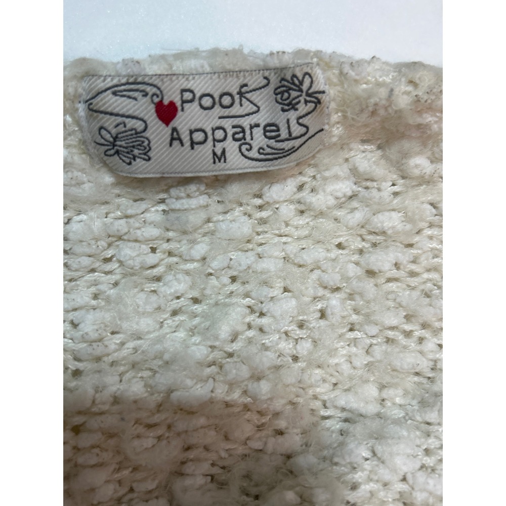 Poof Apparels Cream Textured Knit Pullover Sweater Medium‎ Comfy Casual - Picture 2 of 8